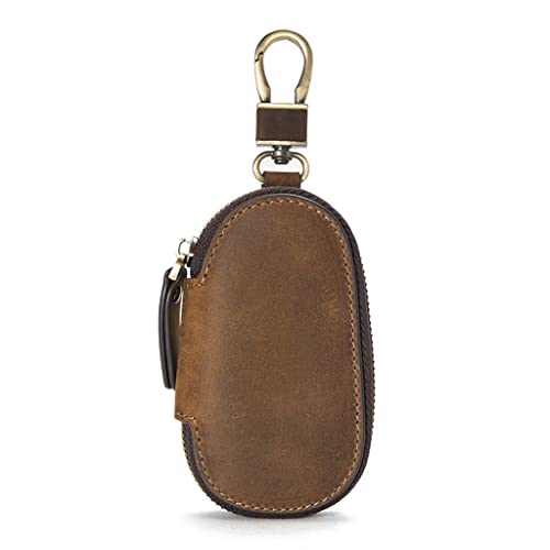 RWCCCRW Vintage-Leder-Schlüsseltasche, multifunktional, praktischer Reißverschluss, für Damen und Herren, Heim-Autoschlüsseltasche (15,5 x 6 x 2 cm) von RWCCCRW