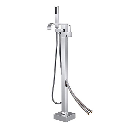 RWCCCRW Wasser-Tap-Tap Duschaufsatz für Bad Stehwasserfall Bad Zapfhaken Mit Duschansatz Ein Hebel Badezimmer Badewanne Handheld Duschmischer Hahn/Bath Greift Chrom/B von RWCCCRW