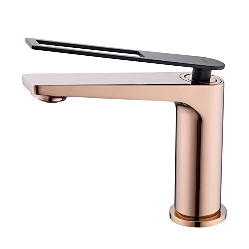 RWCCCRW Wasserhähne, Beckenmixer Tap Rose Badezimmer Basin Wasserhahn, Messing Heiße Exi25C Kaltspüle Mixer Hahn, Griff -Toilettenkrandeck Für Badezimmer Küche Montiert/Rosengold Schwarz von RWCCCRW