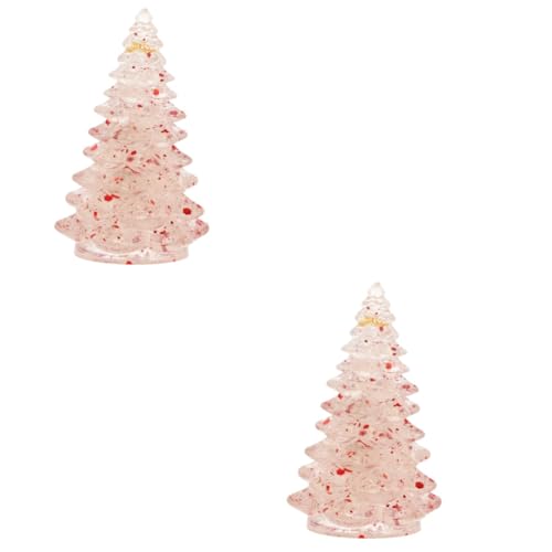 RWCCCRW Weihnachtsbaumschmuck, kleine Weihnachtsbäume, Glas, Weihnachtsbaum, Tisch, Kristall, Epoxidharz, Kiefer, natürlich, 2 Stück von RWCCCRW