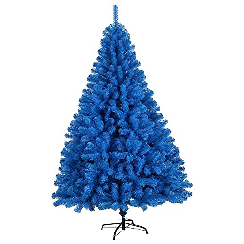 SHALOLY Hochwertiger unbeleuchteter Weihnachtsbaum mit Scharnier, kleiner Baum aus PVC mit Metallständer, Weihnachtsdekoration für drinnen und draußen, blauer künstlicher Weihnachtsbaum, Marineblau, von RWCCCRW