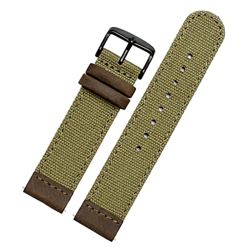 RWCHCWRH 20 mm echtes Leder Armeegrün Nylon Sport Strap Canvas Schnellverschluss Herren Armband Uhr Band für TIMEX TW4B14200 | 14100 | 14000 von RWCHCWRH