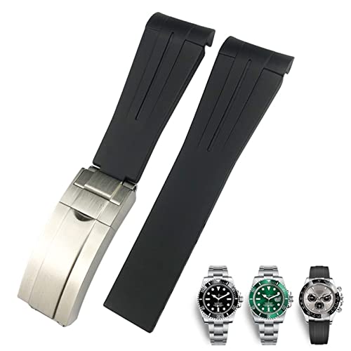 RWCHCWRH 20mm 21mm Gummi Uhrenarmband passend für Submariner Daytona GMT Hamilton Sportarmband mit gebogenem Ende von RWCHCWRH