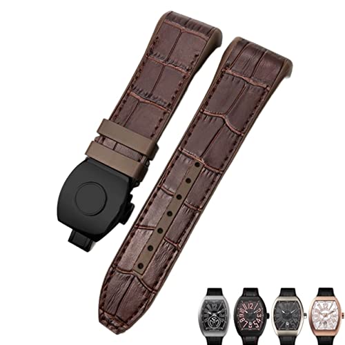 RWCHCWRH Für Franck Muller Uhrenarmband 28mm Rindsleder Silikon Uhrenarmband Nylon Gummi Faltschließe Uhrenarmbänder Für Männer Armband von RWCHCWRH