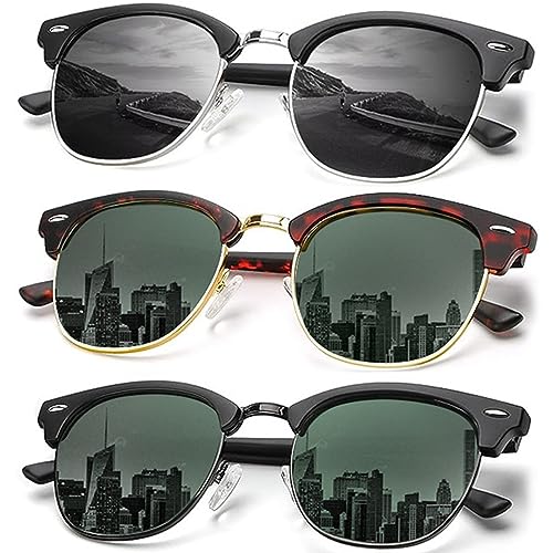 RWCHCWRH Sonnenbrillen Herren Polarisierte Sonnenbrille für Männer Frauen Unisex Halbrandloser Rahmen Retro Autofahren Sonnenbrille UV-Schutz von RWCHCWRH