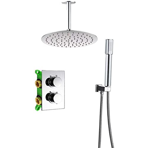 RWCHCWRH Thermostat-Duschset, wandmontiertes Duschpaneel mit Handbrause, thermostatischer Duschhahn, geeignet für Hotels, Heimgebrauch (B 10 Zoll) (A 16 Zoll) von RWCHCWRH