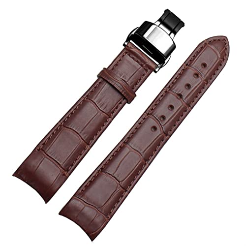 RWCHCWRH Uhrenarmband mit gebogenem Ende für Citizen BL9002-37 05A BT0001-12E 01A, Uhrenarmband aus echtem Leder mit Schmetterlingsschnalle, 20 21 22 mm, modisches Armband von RWCHCWRH