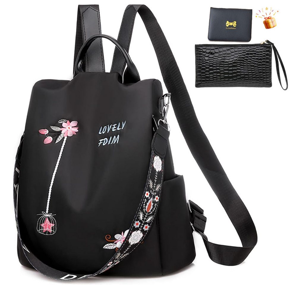 RWEUOQ Rucksack Damen Rucksäcke Damen Umhängetaschen Bestickte Rucksäcke (Travelling Women's Rucksäcke Stadt Rucksäcke Handtaschen), Große Kapazität Täglich Reisen Anti-Diebstahl-Rucksack Umhängetasche von RWEUOQ