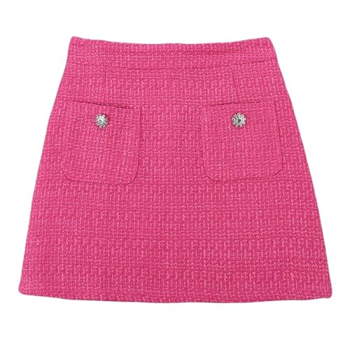 RWGSNB Damen-Minirock Mit Hoher Taille, Klassischer Tweed-Rock, Schmaler, Hüftumwickelter Rock, Modischer Doppeltaschen-A-Linien-Rock, Bleistift-Kurzrock Für Mädchen Und Damen, Rosarot, M RWGSNB Damen-Minirock Mit Hoher Taille, Klassischer Tweed-Rock, Schmaler, Hüftumwickelter Rock, Modischer Doppeltaschen-A-Linien-Rock, Bleistift-Kurzrock Für Mädchen Und Damen, Rosarot, M von RWGSNB
