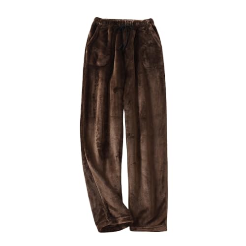 RWGSNB Herren-Pyjama-Hose Aus Fleece, Lange Hose, Winter, Warme Flanell-Pyjamahose, Braun, Elastische Taille, Gerade Hose Mit Taschen, Einfarbige Loungewear-Lounge-Hose, M RWGSNB Herren-Pyjama-Hose Aus Fleece, Lange Hose, Winter, Warme Flanell-Pyjamahose, Braun, Elastische Taille, Gerade Hose Mit Taschen, Einfarbige Loungewear-Lounge-Hose, M von RWGSNB