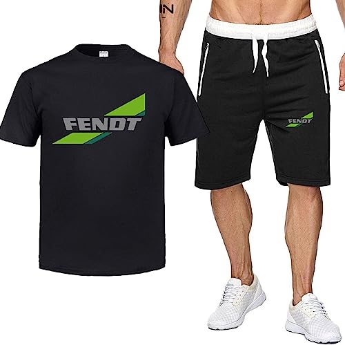 2 Teiliges Trainingsanzug Herren Kurzarm + Kurze Hose Set Für FENDT Print Sommer T-Shirt Freizeitanzug Set Crewneck Tee Shirts Casual Jogginganzug,A,L von RWRAPS