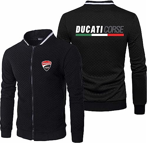 Herren Fleece Jacken Sweatshirt Für Ducati Druck Unisex Reißverschluss Pullover Langarm Oberteile Leicht Freizeit Kapuzenpullover Jacke,B,M von RWRAPS