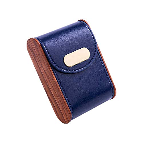 Zigarettenetui 20 Zigaretten Zigarettenbox Holz Zigaretten Zigaretten Box Cigarette case Pu + massivholz, größe 9,8 * 7 * 2,5 cm blau von RWXCOW