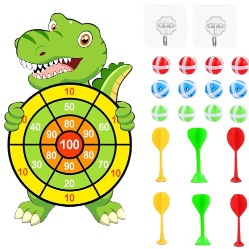 RXKFIGX Kinder Dartboard Set 76 cm Kinder Dartboard Klettverschluss Kinder Dartboard zum Aufhängen mit 12 klebrigen Bällen und 2 Haken für Indoor Outdoor Party Spiele von RXKFIGX