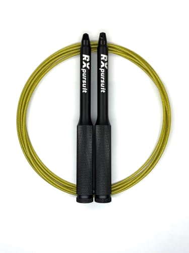 RXpursuit Speedrope Springseil Weighted Eagle Pro Line für Cross-Training. Perfekt für Double Unders und Single Unders mit Super Schnelllagern. Aluminiumgriffe mit Extra Grip. (Schwarz-Gelb) von RXpursuit