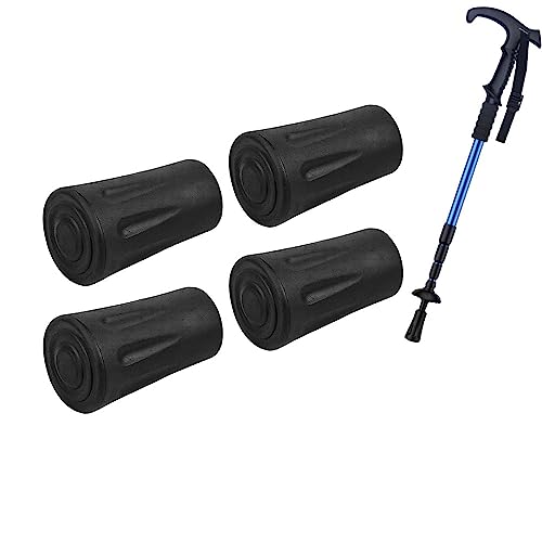 RY-EARL 4 Stück Nordic Walking Pads, Walking Stöcke Walking Pads Asphalt Gummipuffer Für Alle Gängigen Nordic Walking Stöcke Trekkingstöcke Gummipuffer Mit Krückenkapsel rutschfest 11mm von RY-EARL