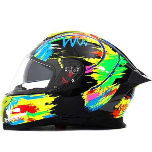 RYDZCLH Integraler Motorradhelm mit Doppelvisier, Motorrad-Straßenfahrradhelm, Motocross-Sturzhelm für Männer und Frauen, DOT/ECE-geprüft,D,M von RYDZCLH