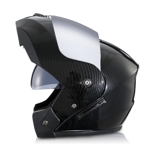 RYDZCLH Modularer Motorradhelm Motorradhelm ATV-Helm Mit Doppelvisier Für Männer Und Frauen Integralhelm Klapp-Motorradhelm DOT-Geprüft,Black Pattern 2,M 57~58cm von RYDZCLH