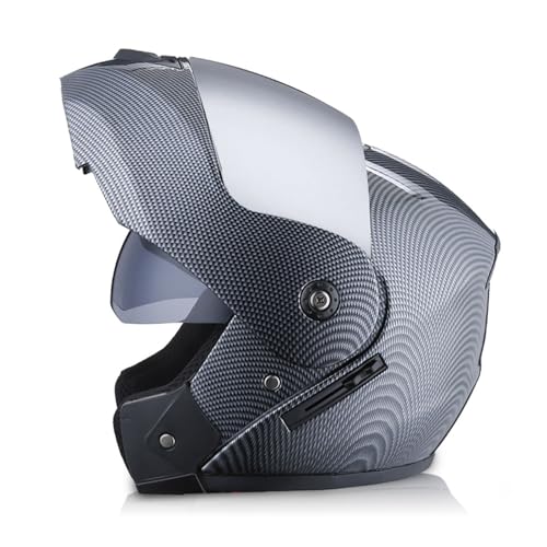 RYDZCLH Modularer Motorradhelm Motorradhelm ATV-Helm Mit Doppelvisier Für Männer Und Frauen Integralhelm Klapp-Motorradhelm DOT-Geprüft,Gray 2,L 59~60cm von RYDZCLH