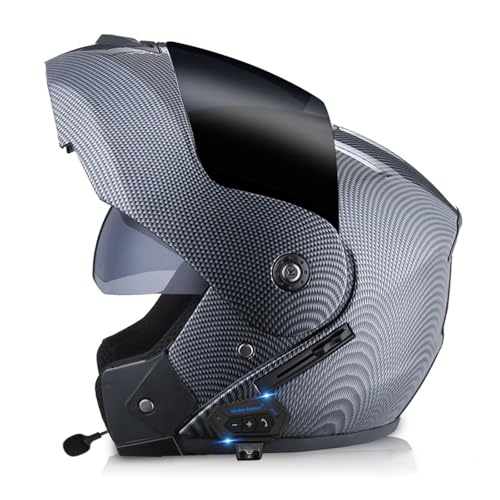 RYDZCLH Motorradhelm Mit Doppelvisier, Modularer Klapp-Integralhelm, DOT-Geprüfter Helm Für Motorräder, Straßenräder, Mopeds, Rennen, Herren Und Damen,Grau,S 55~56cm von RYDZCLH