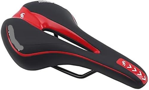 Rennradsattel, Mountainbike-Sattel, Fahrradsitz, Fahrradsattelkissen, Fahrrad-Hohlsattel, Radfahren, Rennrad, Mountainbike-Sitz, Fahrradzubehör, Fahrradsattel, 1 Stück(Black Red) von RYRYR