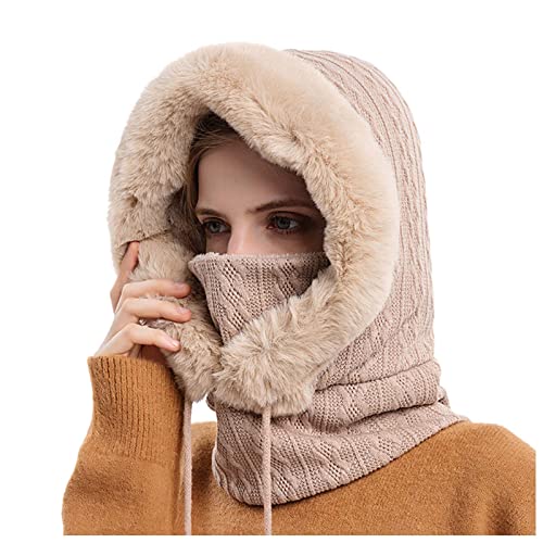 RYTEJFES Damen Mütze Winter Gefütterte Elegante Beanie Mützen Winter Weichem Wintermütze Strickmützen Baumwolle Warme Mütze Blau Chemo Haube Pink Schwarz Beige Winter Cap Wollmütze von RYTEJFES