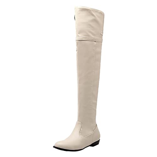 RYTEJFES Hohe Stiefel Damen Bequeme Sexy rutschfeste Overknee Stiefel Elegant mit Absatz Weitschaftstiefel Stiefel Lange 43 Overknee Boots Rot XXL Winterstiefel Hohe Stiefel von RYTEJFES