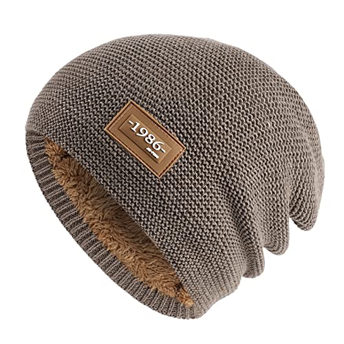 RYTEJFES Mütze Damen Winter Elegante Beanie Winter Strickmützen Baumwolle Weichem Wintermütze Mütze Gefütterte Warme Mützen Sport Chemo Wollmütze Grau Pink Schwarz Haube Winter Cap von RYTEJFES