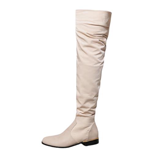 RYTEJFES Overknees Stiefel Damen Sexy Lange Elegant Stiefel rutschfeste Bequeme Overknee Boots Overknee Stiefel mit Absatz XXL Weitschaftstiefel 42 Schwarz Winterstiefel Hohe Stiefel von RYTEJFES