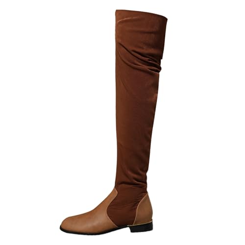 RYTEJFES Overknees Stiefel Damen mit Absatz Elegant rutschfeste Overknee Boots Sexy Bequeme Winterstiefel Weitschaftstiefel Lange 43 Overknee Stiefel 42 Braun Stiefel Kniehohe Stiefel von RYTEJFES