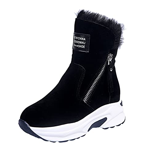 RYTEJFES Schneestiefel Damen Warme mit Absatz Winter Schneestiefel Gefüttert Bequeme Winterstiefel Stiefeletten wasserdichte 43 Winterschuhe Beige Schneeboots Weite H Schwarz Ankle Boots von RYTEJFES