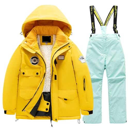 RYTEJFES Skianzug Kinder Outdoor Winter Gefüttert Schneeanzug Unisex Dicke Softshell-Overall Skianzug Warm Wasserdicht Schneehose 146 Winteroverall 86 152 Skioverall Schneeoverall von RYTEJFES