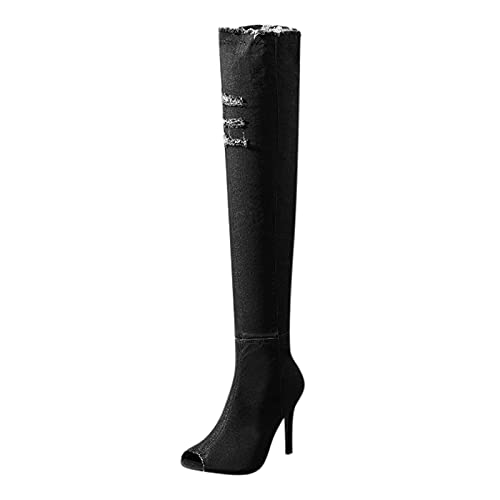 RYTEJFES Stiefel Damen Lange mit Absatz Sexy Weitschaftstiefel rutschfeste Bequeme Overknee Boots Winterstiefel Elegant XXL Overknee Stiefel Weiß Schwarz Stiefel Hohe Stiefel von RYTEJFES