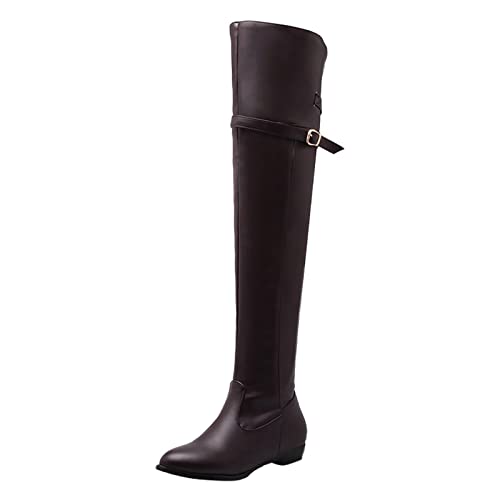 RYTEJFES Stiefel Damen Sexy rutschfeste Lange Overknee Boots Bequeme Elegant Winterstiefel Weitschaftstiefel mit Absatz 43 Overknee Stiefel 41 42 Stiefel Damenstiefel von RYTEJFES