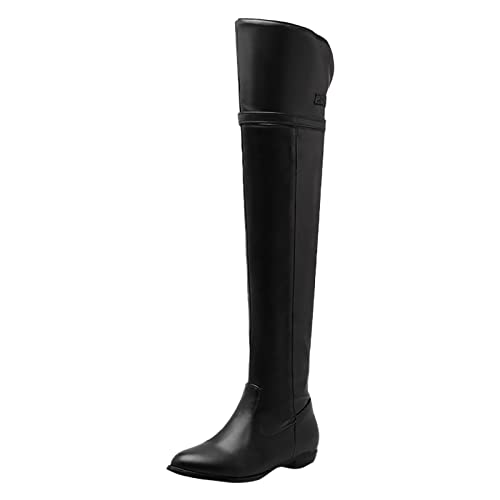 RYTEJFES Stiefel Damen Sexy rutschfeste Lange Overknee Boots Bequeme Elegant Winterstiefel Weitschaftstiefel mit Absatz 43 Overknee Stiefel 41 42 Stiefel Damenstiefel von RYTEJFES