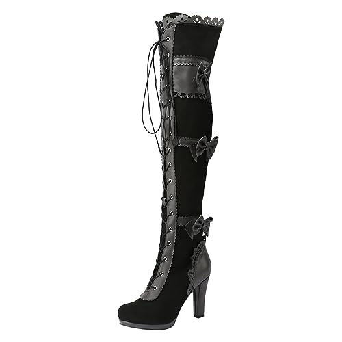 RYTEJFES Stiefel Damen mit Absatz Bequeme mit Absatz Sexy Stiefel Elegant rutschfeste Winterstiefel Overknee Boots Lange Braun Weitschaftstiefel 44 Schwarz Overknee Stiefel Damenstiefel von RYTEJFES