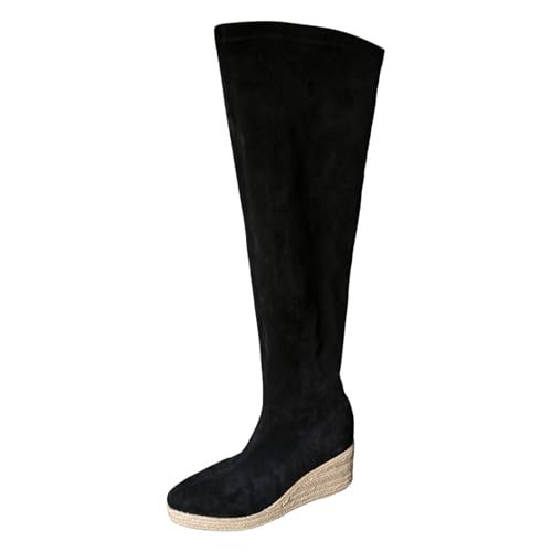 RYTEJFES Stiefel Damen mit Absatz Elegant Bequeme Lange Overknee Boots Sexy mit Absatz Winterstiefel Weitschaftstiefel rutschfeste Beige Overknee Stiefel Weiß Schwarz Stiefel High Knee Boots von RYTEJFES