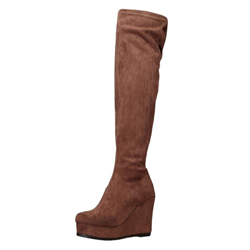 RYTEJFES Stiefel Damen mit Absatz Elegant Lange Bequeme Overknee Stiefel Sexy rutschfeste Weitschaftstiefel Stiefel mit Absatz Beige Winterstiefel Schwarz XXL Overknee Boots Damenstiefel von RYTEJFES