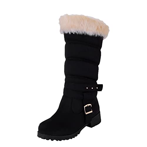 RYTEJFES Winterboots Damen Bequeme 43 Winter Schneestiefel Gefüttert Schwarz Stiefeletten Winterschuhe mit Absatz wasserdichte Winterstiefel Weite H Ankle Boots Warme Beige Winterboots von RYTEJFES