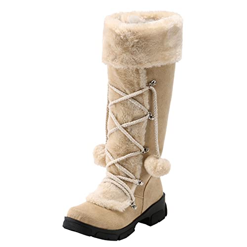 RYTEJFES Winterschuhe Damen 43 Weite H Winter Stiefeletten wasserdichte mit Absatz Schneestiefel Winterstiefel Warme Schwarz Winterschuhe Gefüttert Ankle Boots Beige Bequeme Winter Schuhe von RYTEJFES