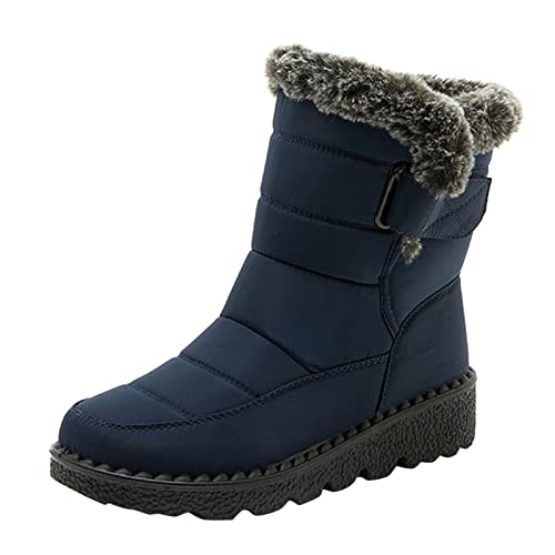 RYTEJFES Winterstiefel Damen Gefüttert Bequeme Warme 43 Schneestiefel Gefüttert wasserdichte Stiefeletten Winterstiefel mit Absatz Schwarz Winterschuhe Weite H Ankle Boots Winter Beige Boots von RYTEJFES