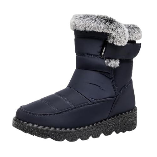 RYTEJFES Winterstiefel Damen Gefüttert Gefüttert wasserdichte Weite H Schneestiefel Bequeme 43 Winterschuhe Winterstiefel Warme mit Absatz Stiefeletten Winter Winterboots Schwarz Beige Winter Schuhe von RYTEJFES