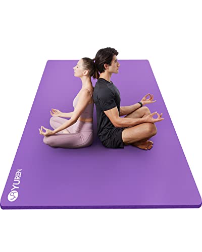 RYTMAT Große Yogamatte, 200 x 130 cm dick, 15 mm, extra breit, für Zuhause, Fitnessstudio, mit Bindegurt und Netztasche, Violett: 200 x 130 x 1,5 cm von RYTMAT