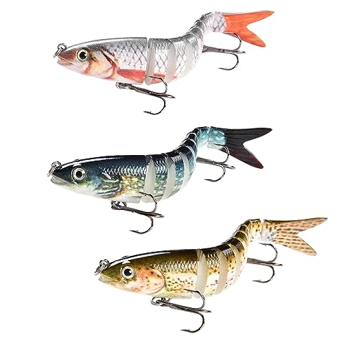 RZMZBY 3 Stück Kunstköder köder Set,Angelköder Kunstköder Fische 10cm/3.93in, 3D Lifelike Multi Gelenkartigen Wobbler köder Gummifische für Geschenk für Männe RZMZBY 3 Stück Kunstköder köder Set,Angelköder Kunstköder Fische 10cm/3.93in, 3D Lifelike Multi Gelenkartigen Wobbler köder Gummifische für Geschenk für Männe von RZMZBY