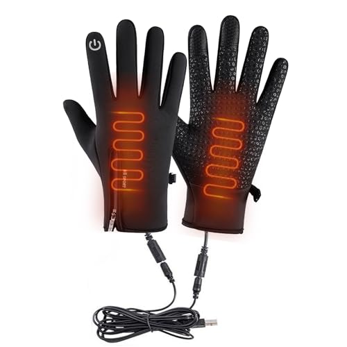 RZXBB USB Beheizte Handschuhe - Elektrische Beheizte Winterhandschuhe Herren Damen - USB wiederaufladbare Touchscreen Skihandschuhe - wärmende Handschuhe für Laufen Skifahren Wandern Radfahren (M) von RZXBB