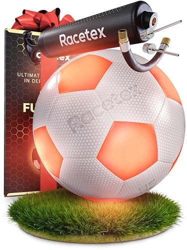 Racetex leuchtender Fussball - Wasserfester LED Fussball mit umfangreichem Zubehör – Fussball Leuchtend mit verbauten LEDs - Der Leuchtfussball für ultimativen Spielspaß - Das Geschenk für Fußballer Racetex leuchtender Fussball - Wasserfester LED Fussball mit umfangreichem Zubehör – Fussball Leuchtend mit verbauten LEDs - Der Leuchtfussball für ultimativen Spielspaß - Das Geschenk für Fußballer von Racetex