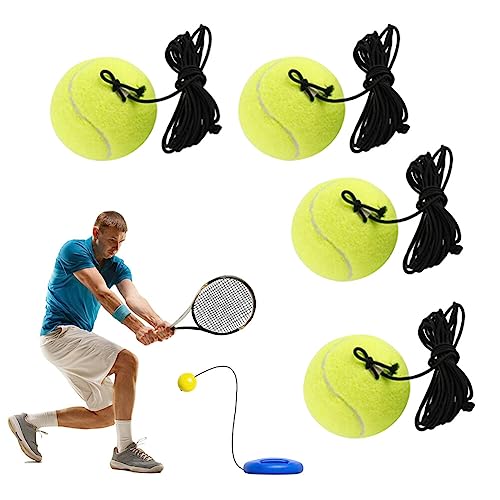 Rachlicy Tennis Trainer Tennis Training Ball Langlebige Ersatzkugeln mit Schnur für Anfänger Trainingstrainingsausrüstung Gelb 4pcs von Rachlicy