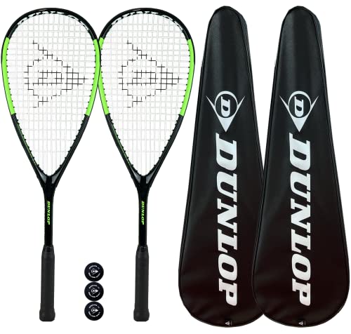 Dunlop Hypermax Ultimate Squashschläger Twin-Set, inkl. vollständigen Schutzhüllen und 3 Squashbällen von Racketworld