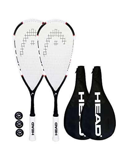 Head Nano Ti 115 Pro Squashschläger Twin Set, inkl. Schutzhüllen und 3 Squashbällen von Racketworld