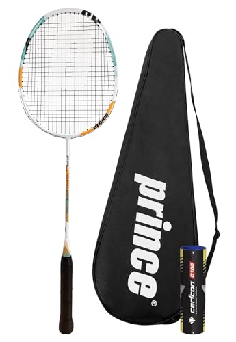 Prince Pro Shark Graphit-Badmintonschläger, inklusive Federbällen und schützender Tragetasche von Racketworld